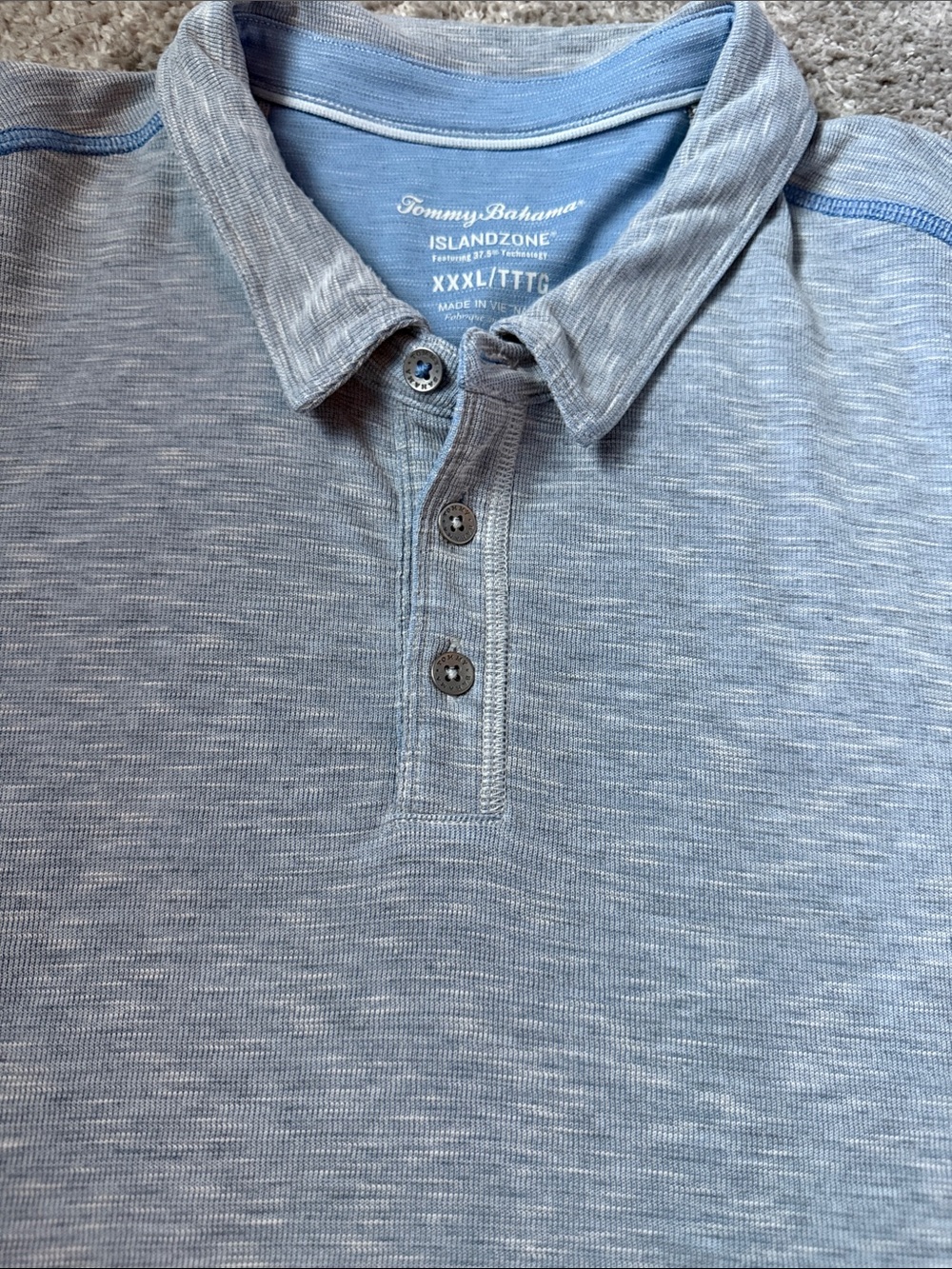 Tommy Bahama Light Heather Blue IslandZone Polo